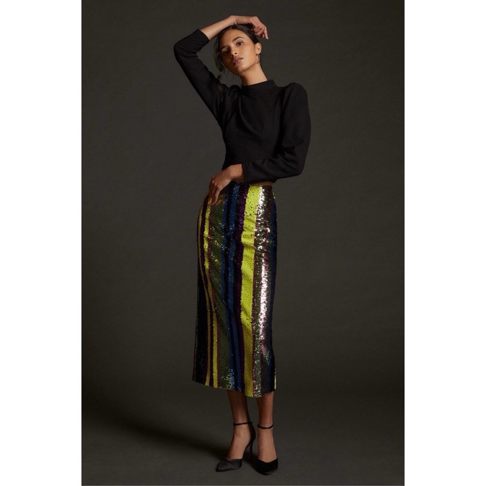 Anthropologie Striped Midi Skirt